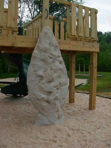 Custom concrete arrowhead climber mimics iconic statue in Old Fort, NC - Asheville Playgrounds
