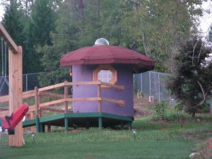 Mushroom playhouse built for the girl whose favorite thing is mushrooms - Asheville Playgrounds