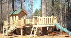 Playground built into the trees at Mountain Wasp Park in Biltmore Lake, NC - Asheville Playgrounds