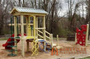 Play set with separate climber at Turtle Creek Apartments in Asheville, NC - Asheville Playgrounds