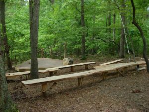 Rock Ridge Park amphitheater with locust benches - Asheville Playgrounds