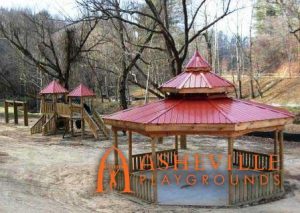 Twenty four foot picnic gazebo and creekside playground in Cane Creek, NC - Asheville Playgrounds