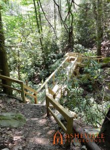 Bridge of Hope. View from the upper trail. Built in Montreat, NC - Asheville Playgrounds