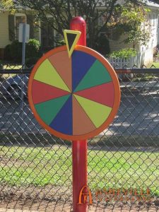 Outdoor game spinner for life size board game - Asheville Playgrounds